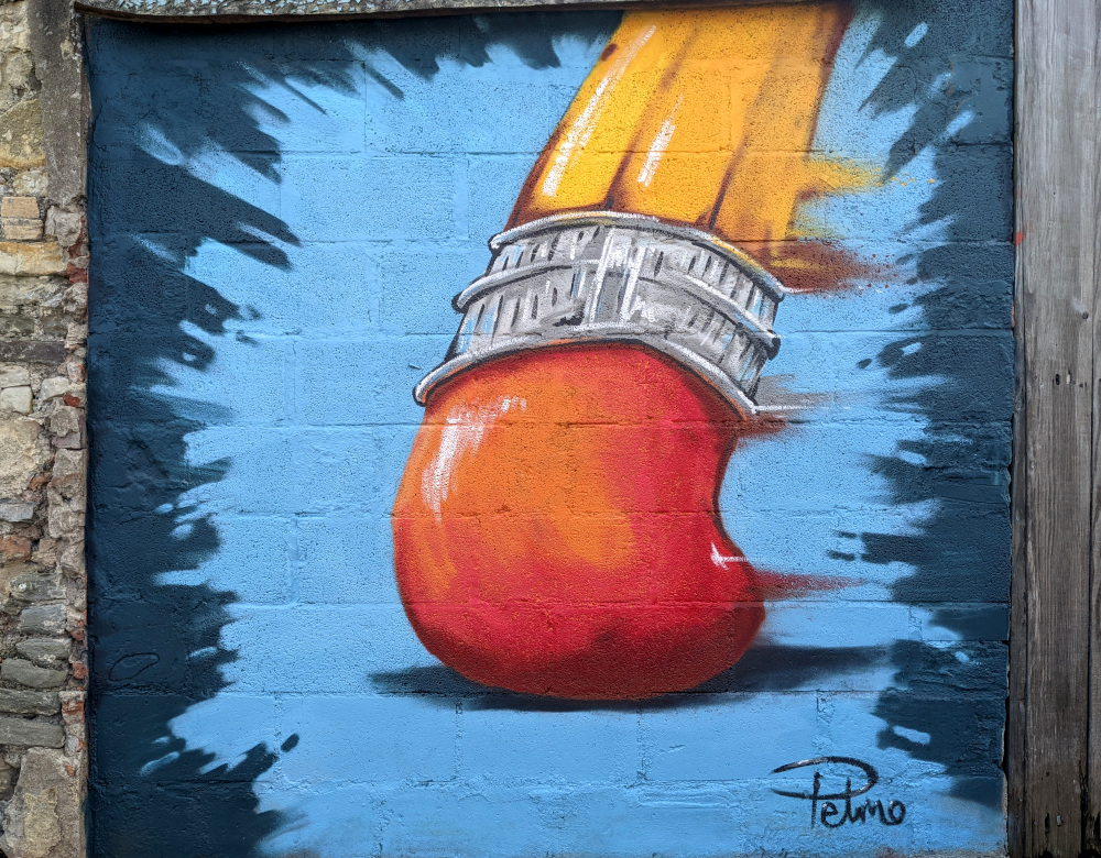 Painting of the eraser on the end of a pencil